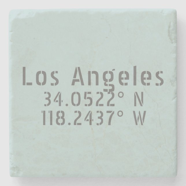 Dessous-de-verre En Pierre Longitude de la Latitude de Los Angeles (Devant)