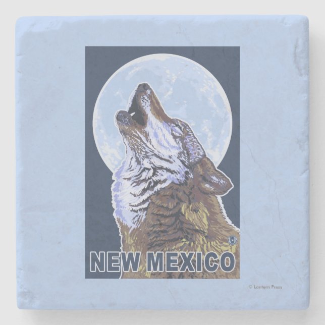 Dessous-de-verre En Pierre Loup gris HowlingNew Mexique (Devant)