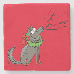 Dessous-de-verre En Pierre Loup Noël Funny Mignonnes Enfants