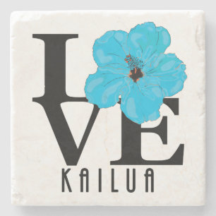 Dessous-de-verre En Pierre LOVE Kailua Blue Hibscus