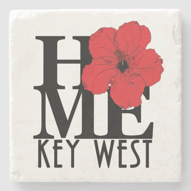 Dessous-de-verre En Pierre LOVE Key West Red Hibiscus (Devant)