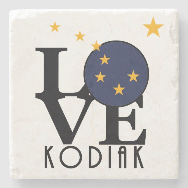 Dessous-de-verre En Pierre LOVE Kodiak Alaska (Devant)