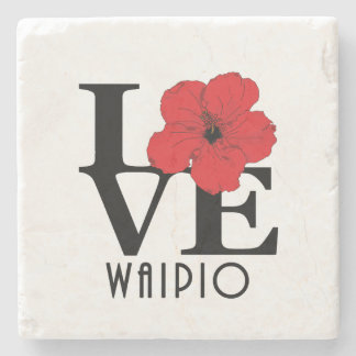 Dessous-de-verre En Pierre LOVE Waipio Hawaii Red Hibiscus