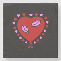 Lovely Heart Kisses Marble Dessous de verre en pie
