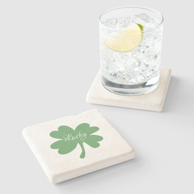 Dessous-de-verre En Pierre Lucky Green Shamrocks St. Patrick's Day Custom (Côté)