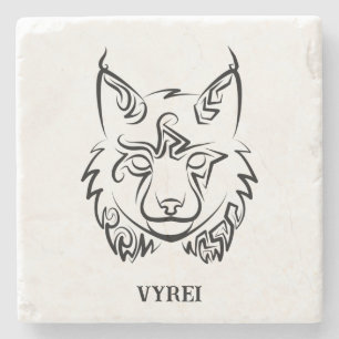 Dessous-de-verre En Pierre Lynx tribale noire et blanche
