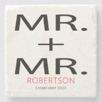 M. et M. Mariage moderne Dessous de verre en pierr