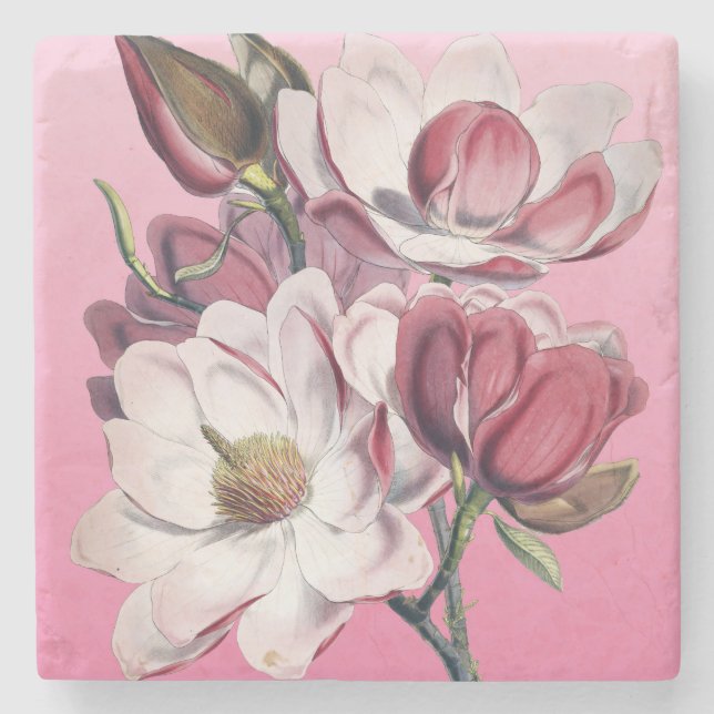Dessous-de-verre En Pierre Magnolia rose (Devant)