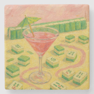 Dessous-de-verre En Pierre Mahjong Chic Peinture Cocktail