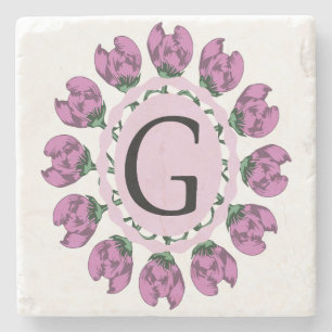 Dessous-de-verre En Pierre Majuscule G monogramme floral