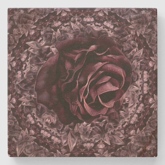 Dessous-de-verre En Pierre Mandala de rose  (Devant)