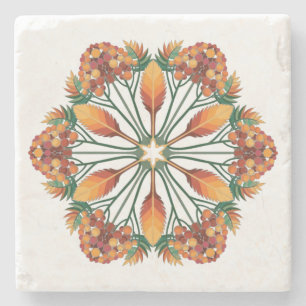 Dessous-de-verre En Pierre Mandala Design floral, couronne d'automne
