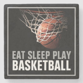 Dessous-de-verre En Pierre Manger Sommeil Jouer Basket-Ball Artwork Motivatio