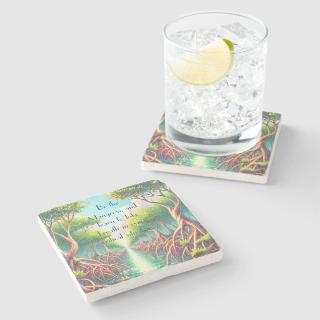 Dessous-de-verre En Pierre Mangrove & Quote (Côté)