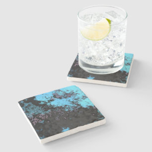 Dessous-de-verre En Pierre Marbre bleu, gris et violet Abstrait