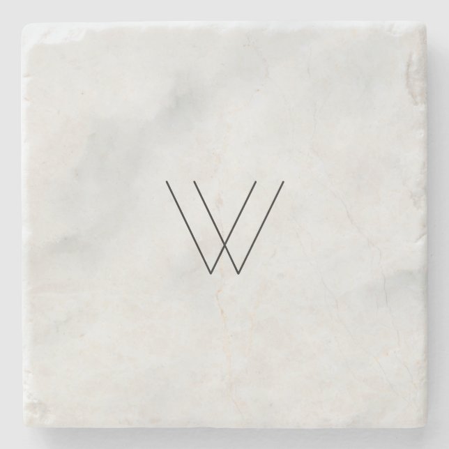 Dessous-de-verre En Pierre Marbre de blanc de monogramme (Devant)
