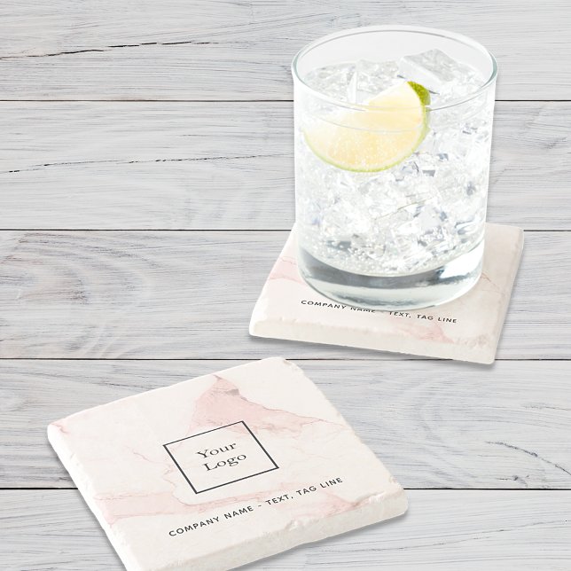 Dessous-de-verre En Pierre Marbre rose nom entreprise logo élégant moderne (Créateur téléchargé)