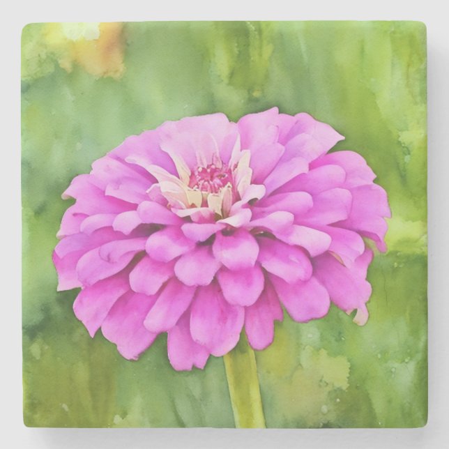 Dessous-de-verre En Pierre Marbre rose Zinnia (Devant)