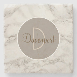 Dessous-de-verre En Pierre Marbre Tan Monogramme moderne