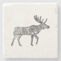 Marche ornementale noir et blanc Moose Silhouette
