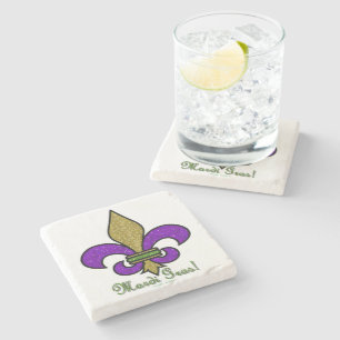 Dessous-de-verre En Pierre Mardi Gras Fleur De Lis Coloré