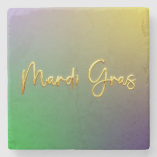 Dessous-de-verre En Pierre Mardi Gras Jaune, Violet, Vert