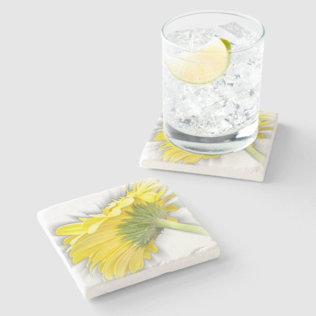 Dessous-de-verre En Pierre marguerite jaune (Côté)