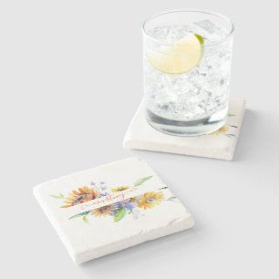 Dessous-de-verre En Pierre Marguerites aquarelle personnalisées