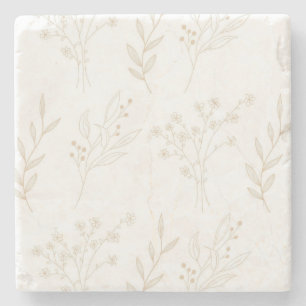 Dessous-de-verre En Pierre Mariage Boho Floral Beige