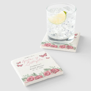 Dessous-de-verre En Pierre Mariage Burgundy Papillons à Vie
