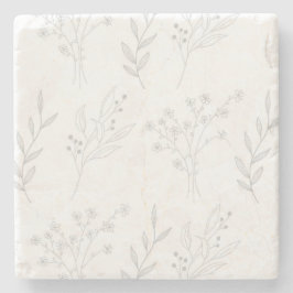 Dessous-de-verre En Pierre Mariage de Boho Floral Corner Argent