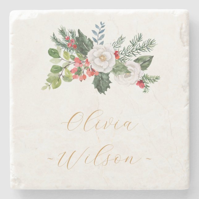 Dessous-de-verre En Pierre Mariage de Noël en Hiver (Devant)