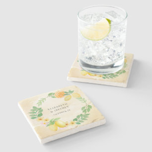 Dessous-de-verre En Pierre Mariage d'été Rustique Citrus Boho