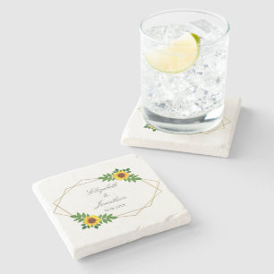Dessous-de-verre En Pierre Mariage géométrique tournesol