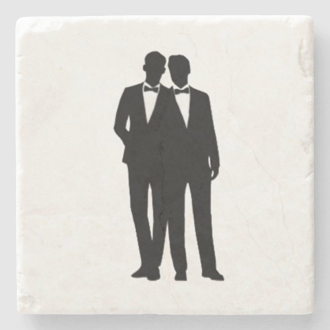 Dessous-de-verre En Pierre Mariage Groom et Groom (Devant)