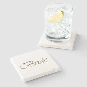 Dessous-de-verre En Pierre Mariée, écriture or élégant chic