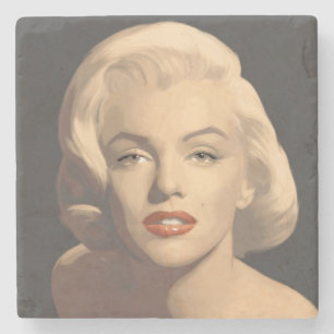 Dessous-de-verre En Pierre Marilyn grise graphique