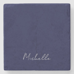 Dessous-de-verre En Pierre Marine Bleu Couleur Plaque Moderne Nom Propre Call