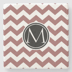 Dessous-de-verre En Pierre Marsala Chevron Monogramme
