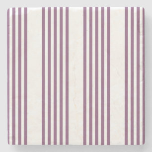 Dessous-de-verre En Pierre Mauve violet blanc cinq bandes motif