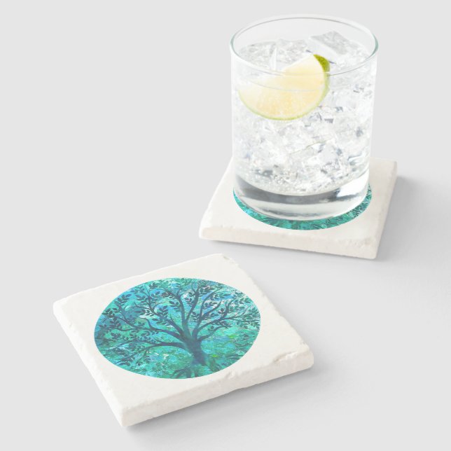 Dessous-de-verre En Pierre Médaillon d'arbre (Côté)
