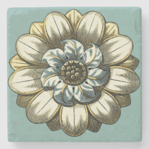 Dessous-de-verre En Pierre Médaillon floral fleuri sur l'arrière - plan