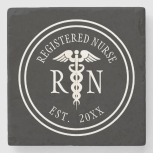 Dessous-de-verre En Pierre Médicale de caducée de RN d'infirmier autorisé