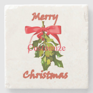 Dessous-de-verre En Pierre Merry Christmas mistletoe