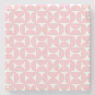 Dessous-de-verre En Pierre Mi-Siècle Moderne Bébé rose et blanc Motif