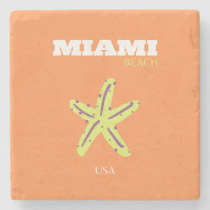 Dessous-de-verre En Pierre Miami, Miami Beach, Floride, Preppy, Orange
