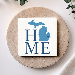 Dessous-de-verre En Pierre Michigan Home Blue and Navy Custom City Heart