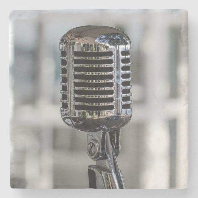 Dessous-de-verre En Pierre Microphone de style rétro Vintage très Cool (Devant)