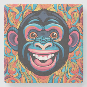 Dessous-de-verre En Pierre Mignonne Chimpanzée rit