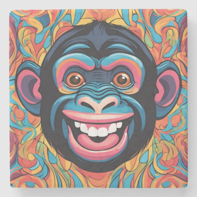 Dessous-de-verre En Pierre Mignonne Chimpanzée rit (Devant)